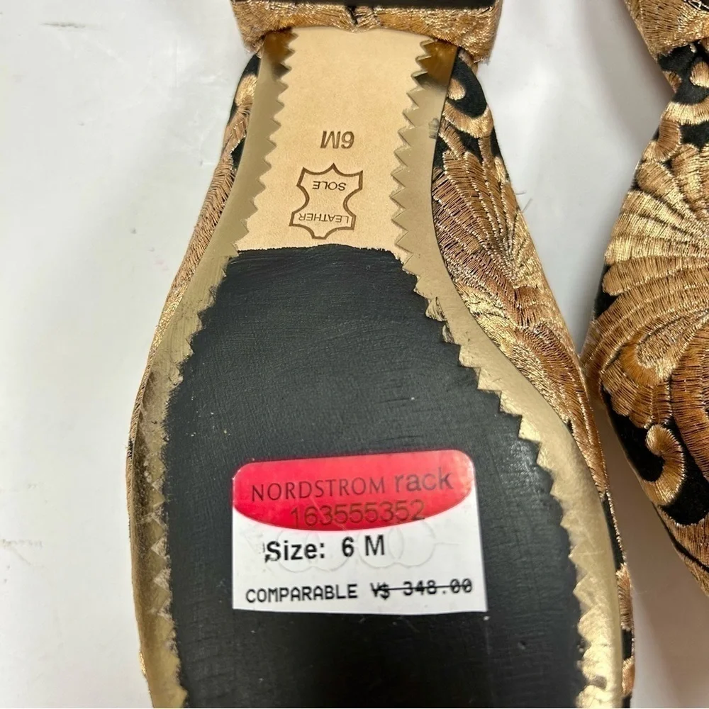 Tory Burch Carlotta Naya Brocade Embroidered Mules Gold Size 6